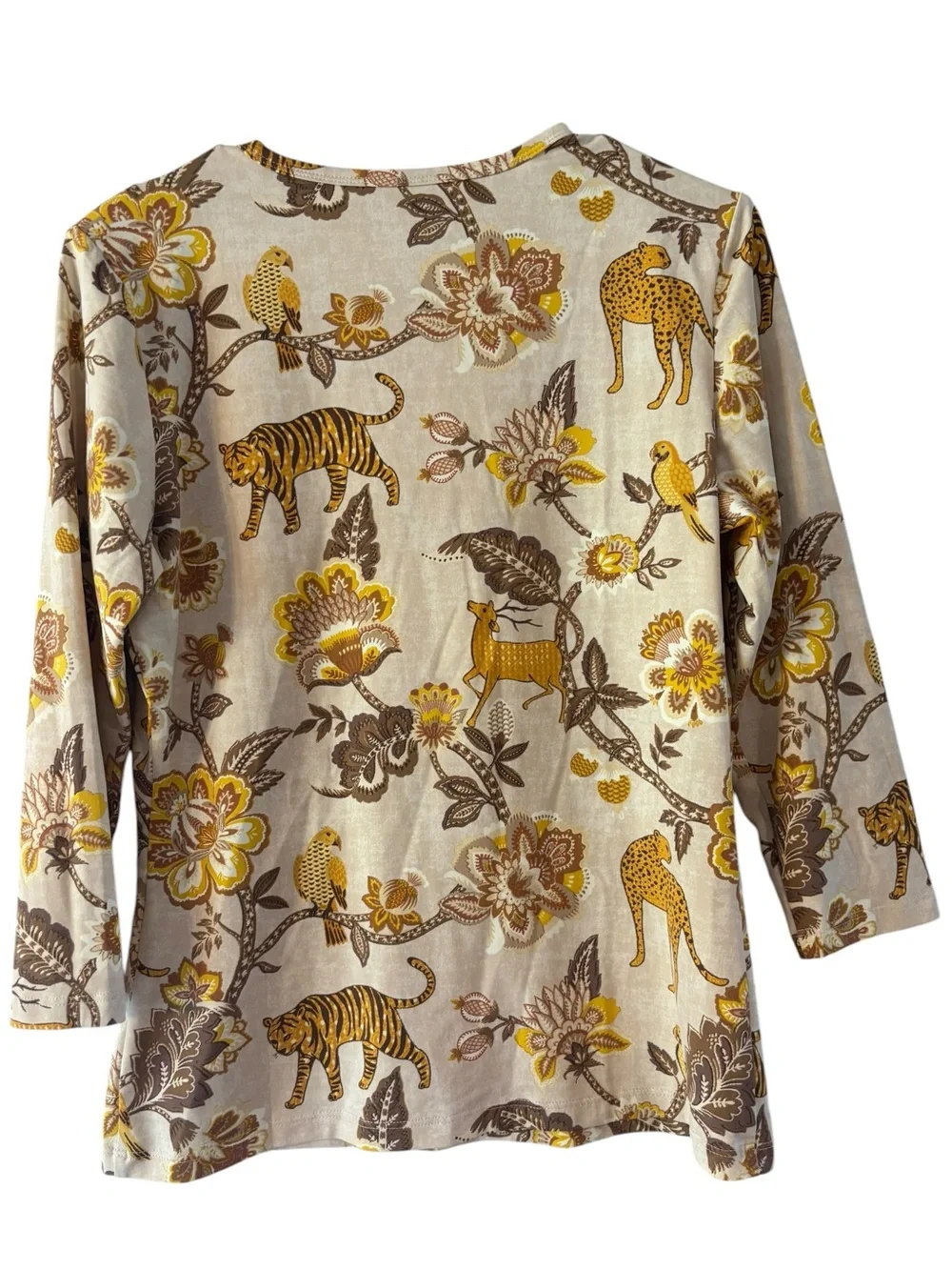 J.McLaughlin Signature Sand Gold Tigris Knit 3/4 Sleeve Top Size Medium